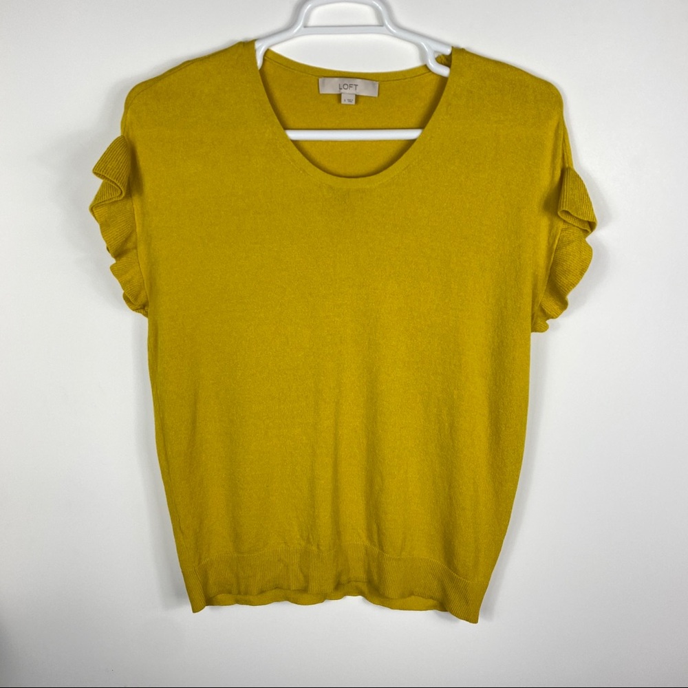 Loft Women Top Size Small Yellow Fall mustard